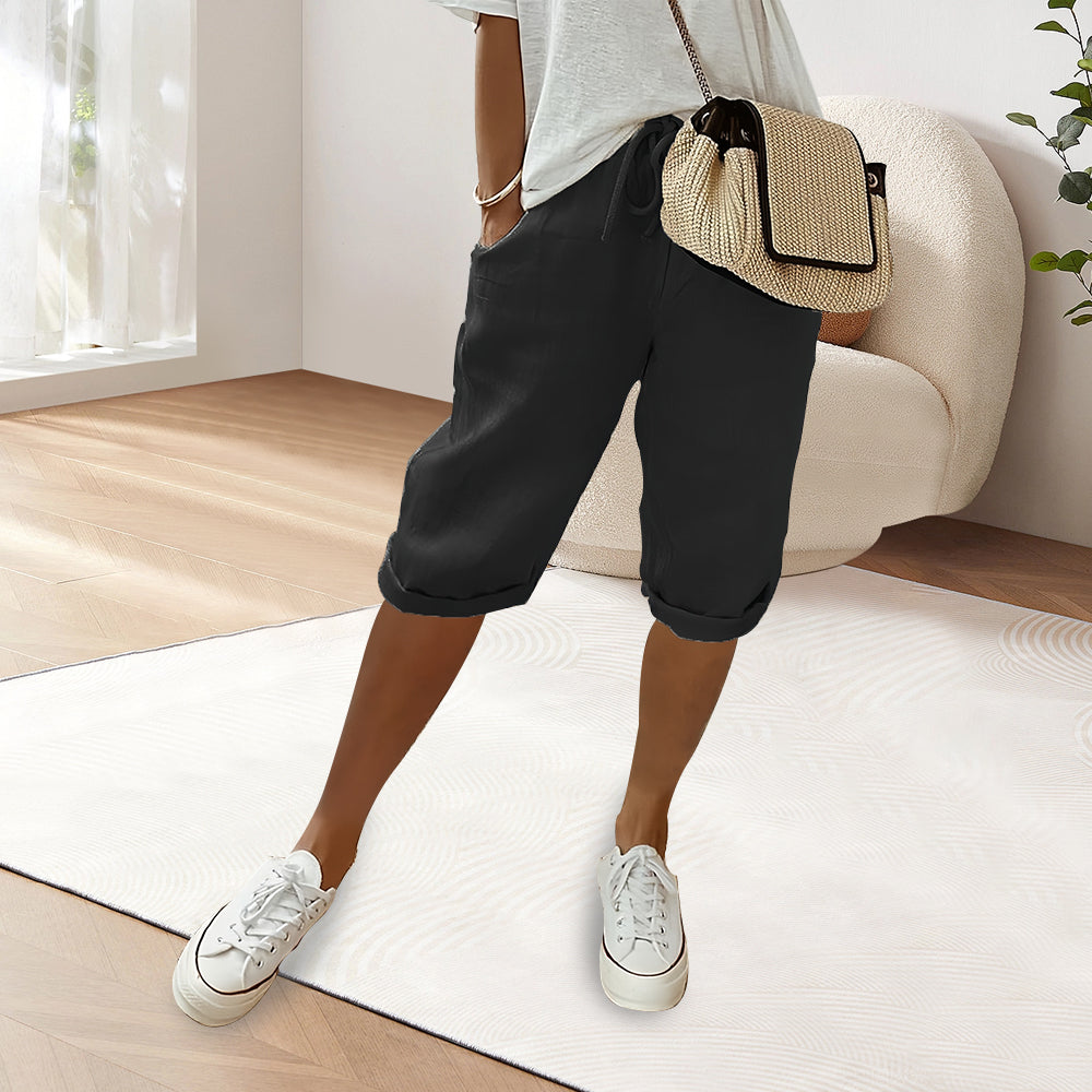W&W Mode | Baumwolle Leinen Elastische Taille Freizeithosen