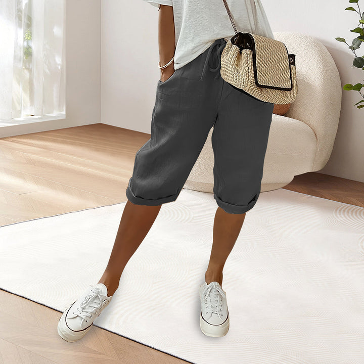W&W Mode | Baumwolle Leinen Elastische Taille Freizeithosen