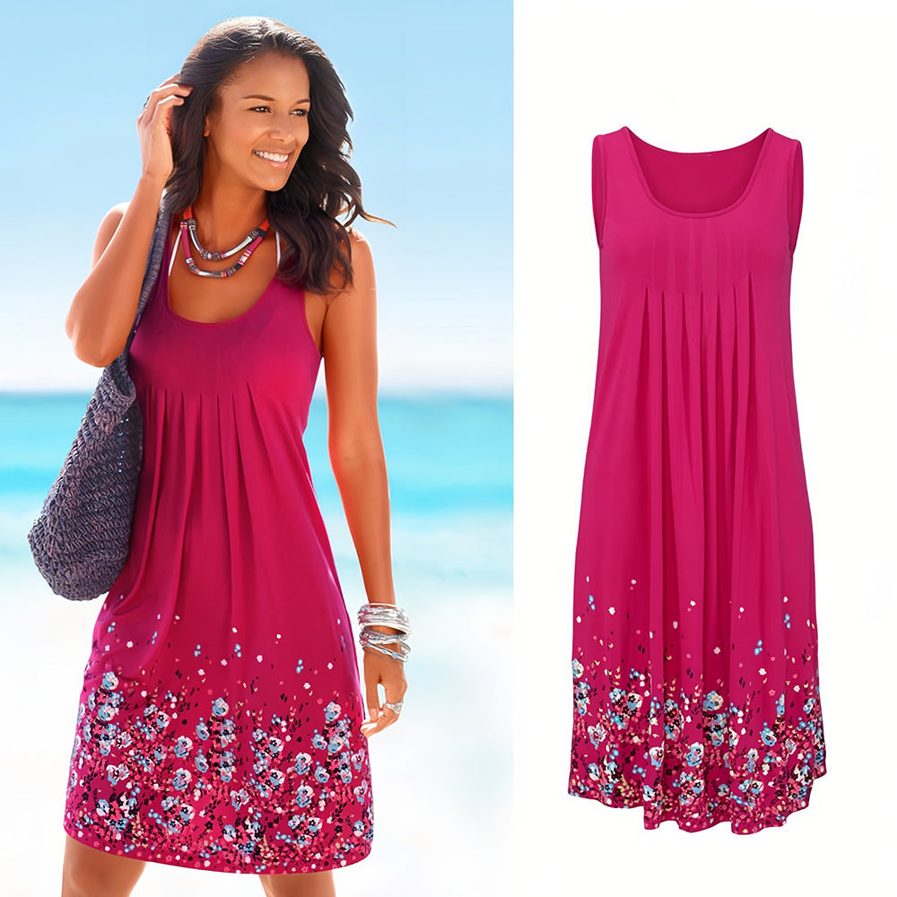 W&W Mode | ärmelloses, lockeres Kleid mit Blumendruck