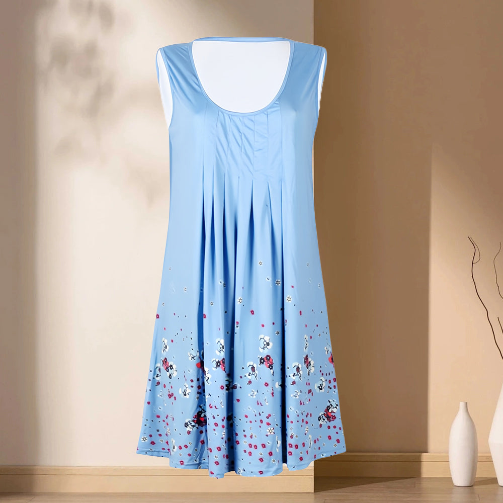 W&W Mode | ärmelloses, lockeres Kleid mit Blumendruck