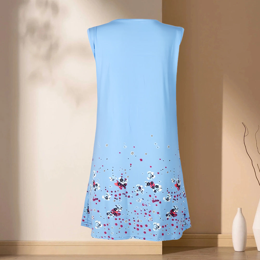W&W Mode | ärmelloses, lockeres Kleid mit Blumendruck