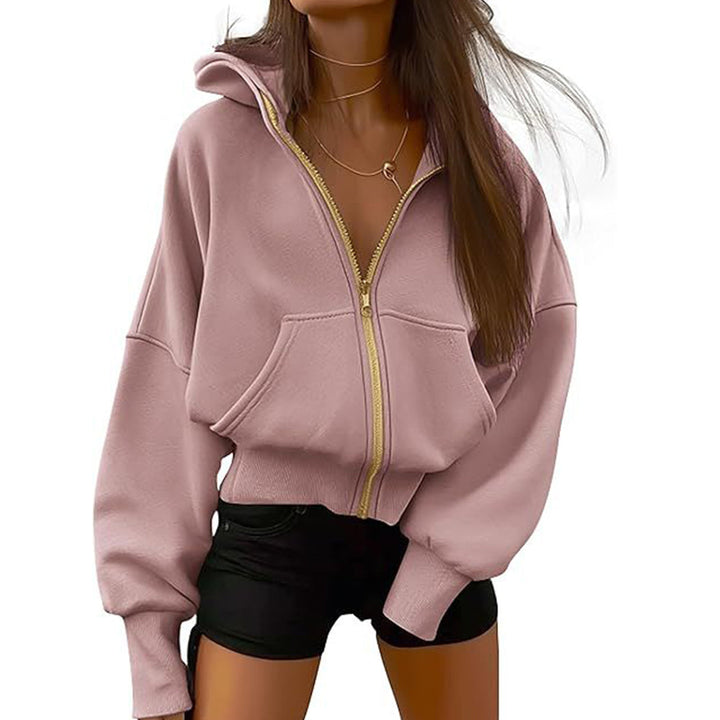 W&W Mode | geschnittene Damen-Trainingsjacke mit Reißverschluss und Kapuze
