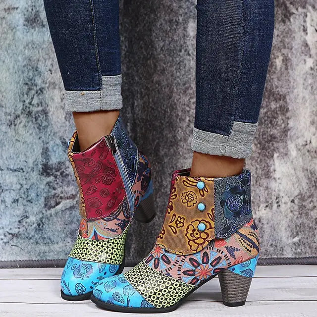 W&W Mode | Bunte Patchwork-Stiefeletten