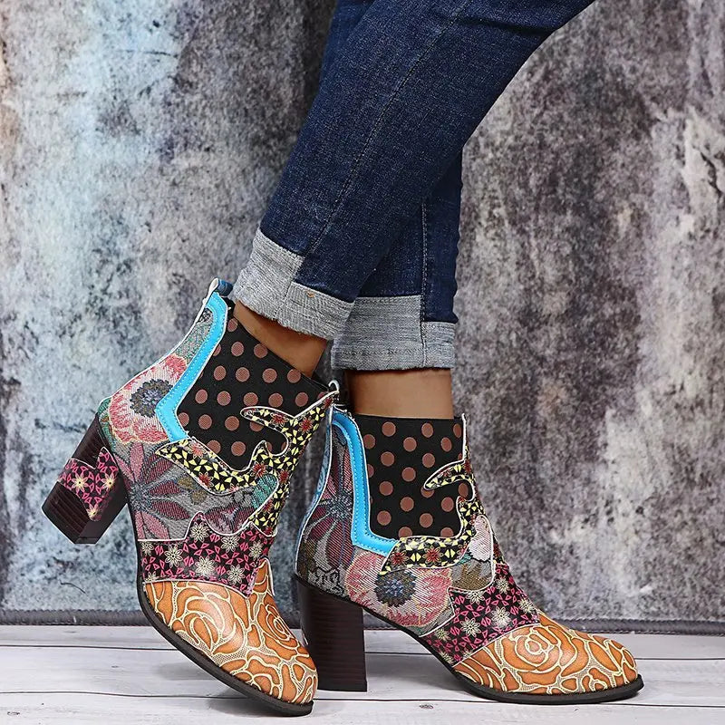 W&W Mode | Bunte Patchwork-Stiefeletten