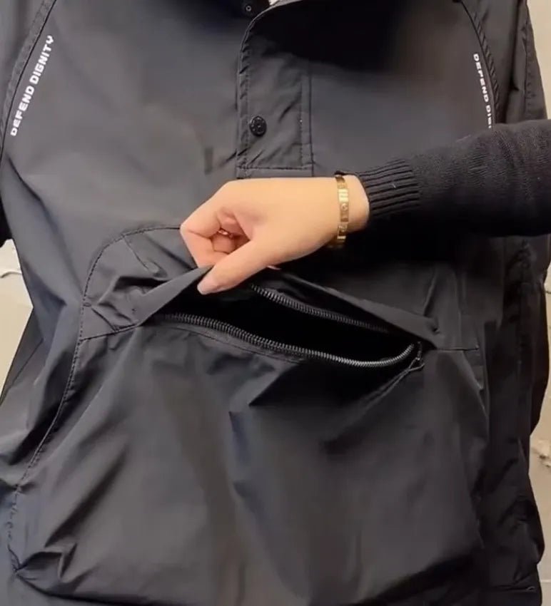 W&W Mode | Leichter Kapuzen Windbreaker mit halbem Reißverschluss und Tasche