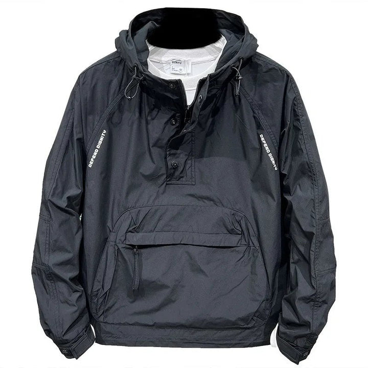 W&W Mode | Leichter Kapuzen Windbreaker mit halbem Reißverschluss und Tasche