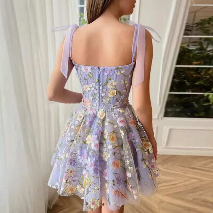 W&W Mode | Ärmelloses Kleid mit Schleifen und Blumenmuster Sommerkleid