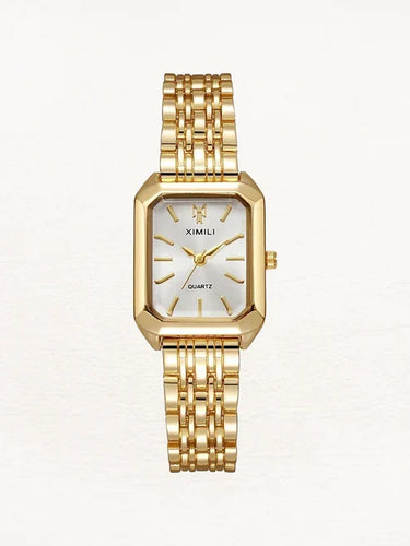W&W Mode | Damen Uhr mit quadratischem Gehäuse Gold