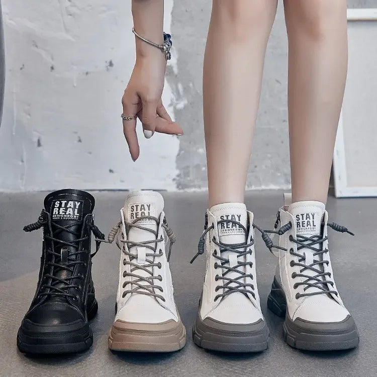 W&W Mode - Elegante High-Top-Sneakerstiefel mit Reißverschluss
