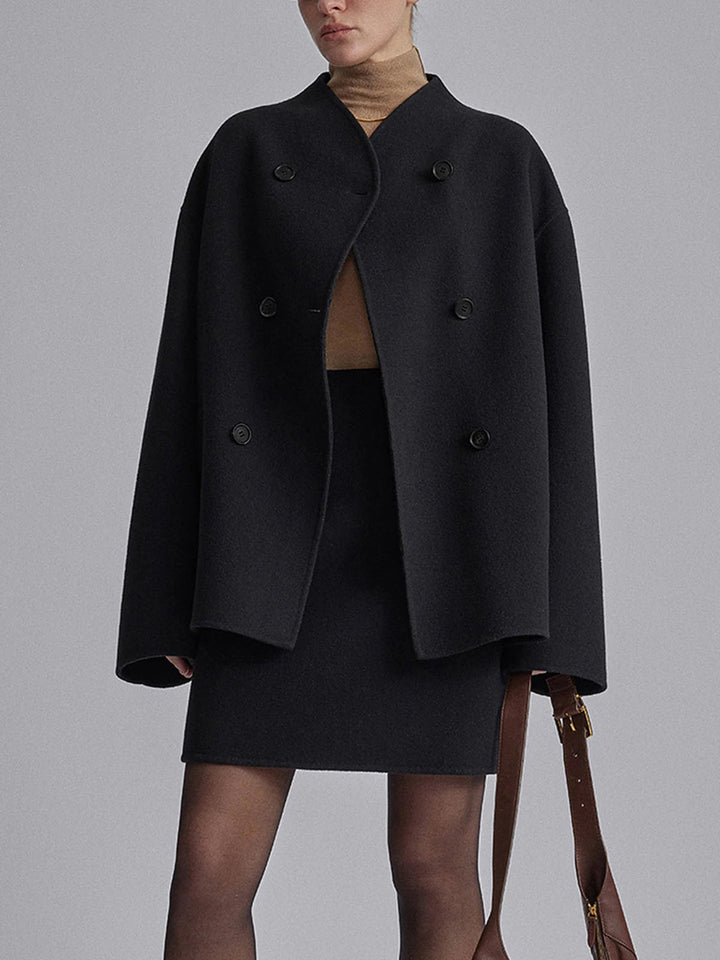 Damen kurze Jacke mit doppelter Knopfleiste und lässiger Passform