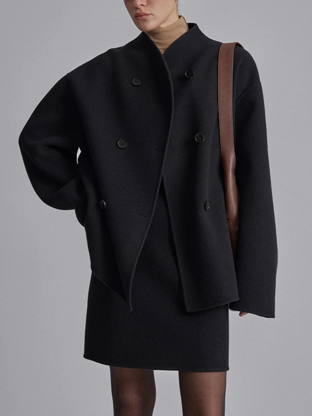 Damen kurze Jacke mit doppelter Knopfleiste und lässiger Passform