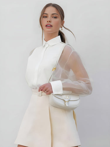 W&W Mode | Semi Transparente Puffärmel Organza Bluse