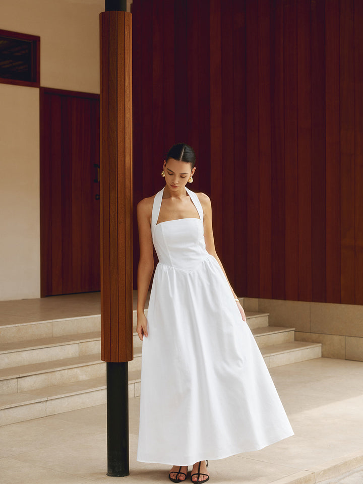 W&W Mode | Baumwolle & Leinen Träger A-linie Lange Kleid