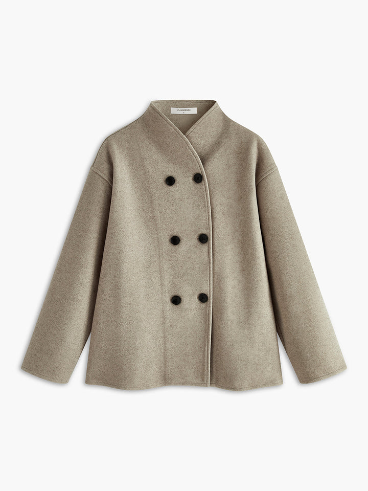 Damen kurze Jacke mit doppelter Knopfleiste und lässiger Passform