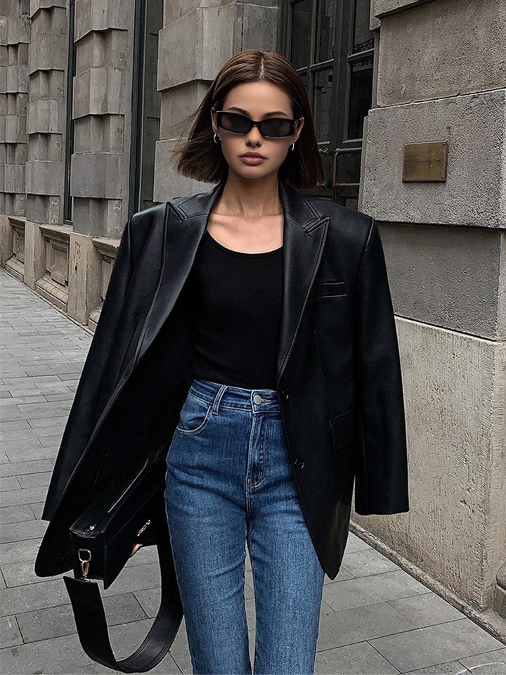 W&W Mode | Reversf Pockets Leder Blazer