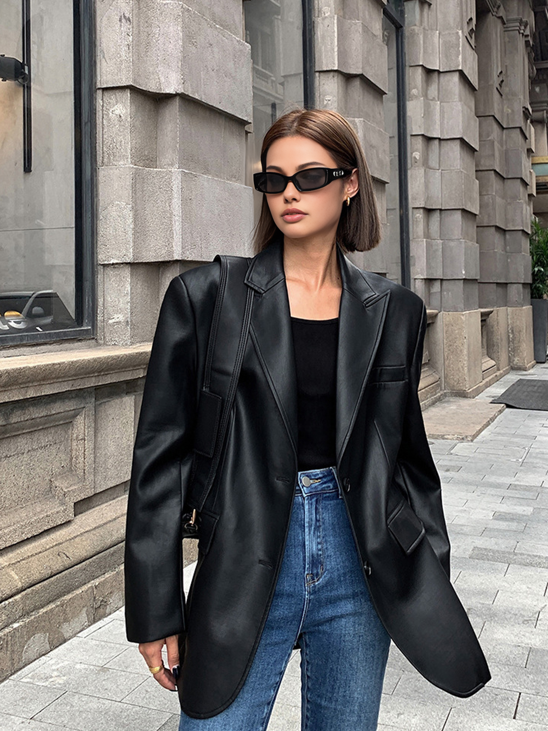 W&W Mode | Reversf Pockets Leder Blazer