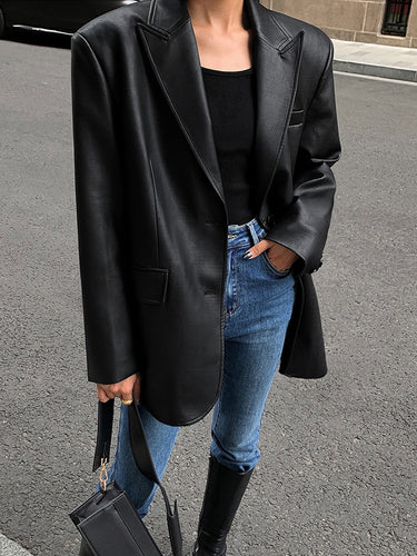 W&W Mode | Reversf Pockets Leder Blazer