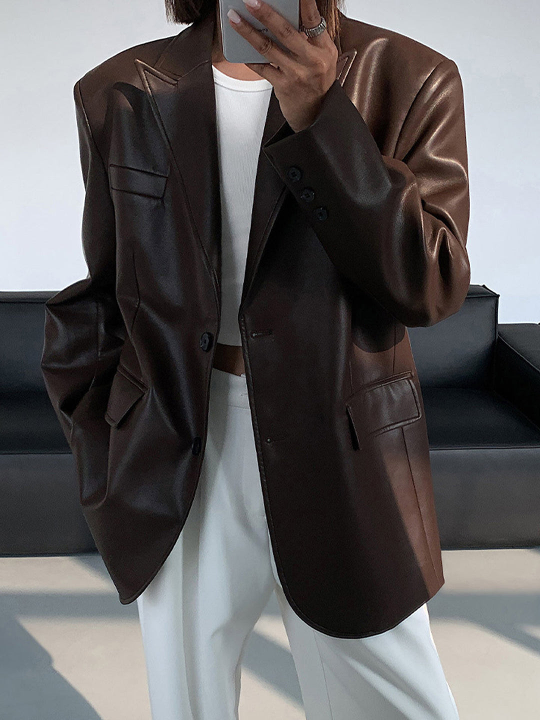 W&W Mode | Reversf Pockets Leder Blazer