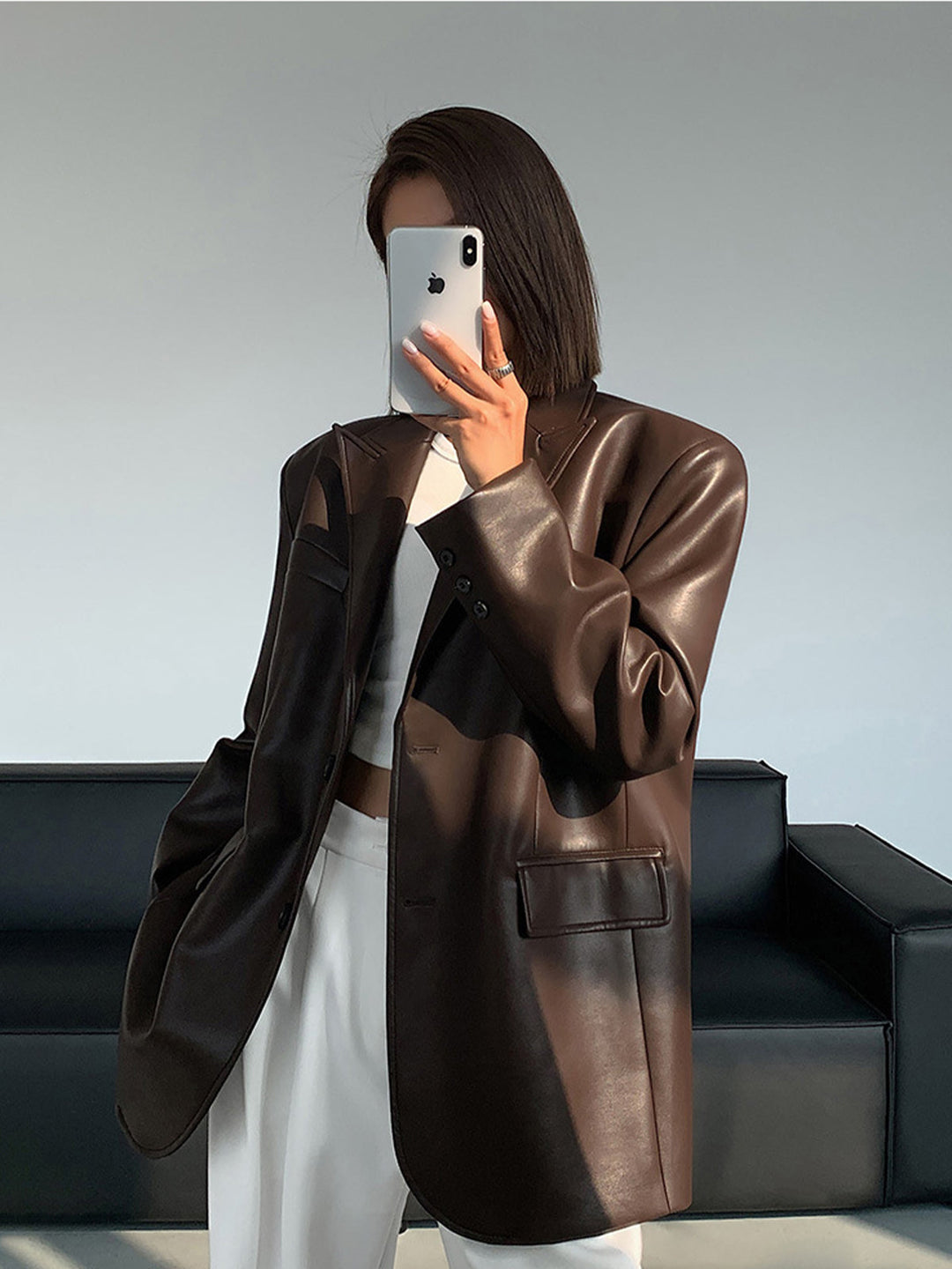 W&W Mode | Reversf Pockets Leder Blazer