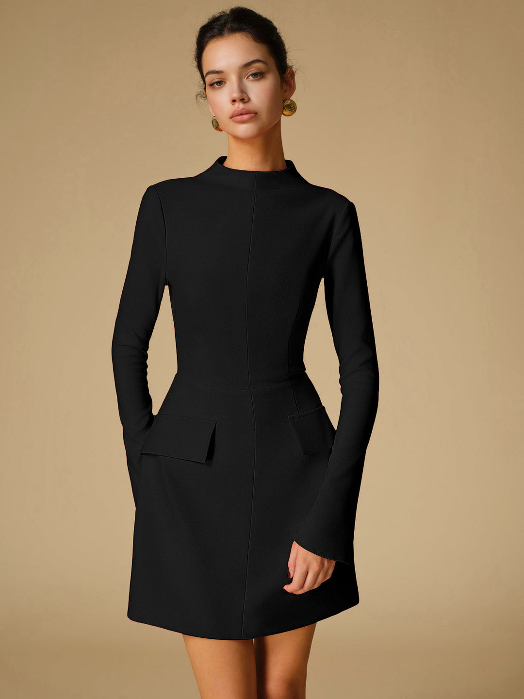 W&W Mode | Minimalistische Schlichte Gesäßausschnitt Kleid