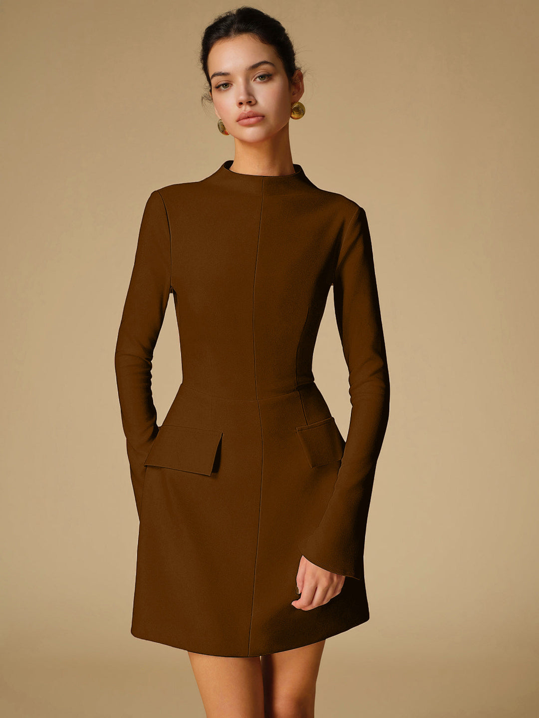 W&W Mode | Minimalistische Schlichte Gesäßausschnitt Kleid