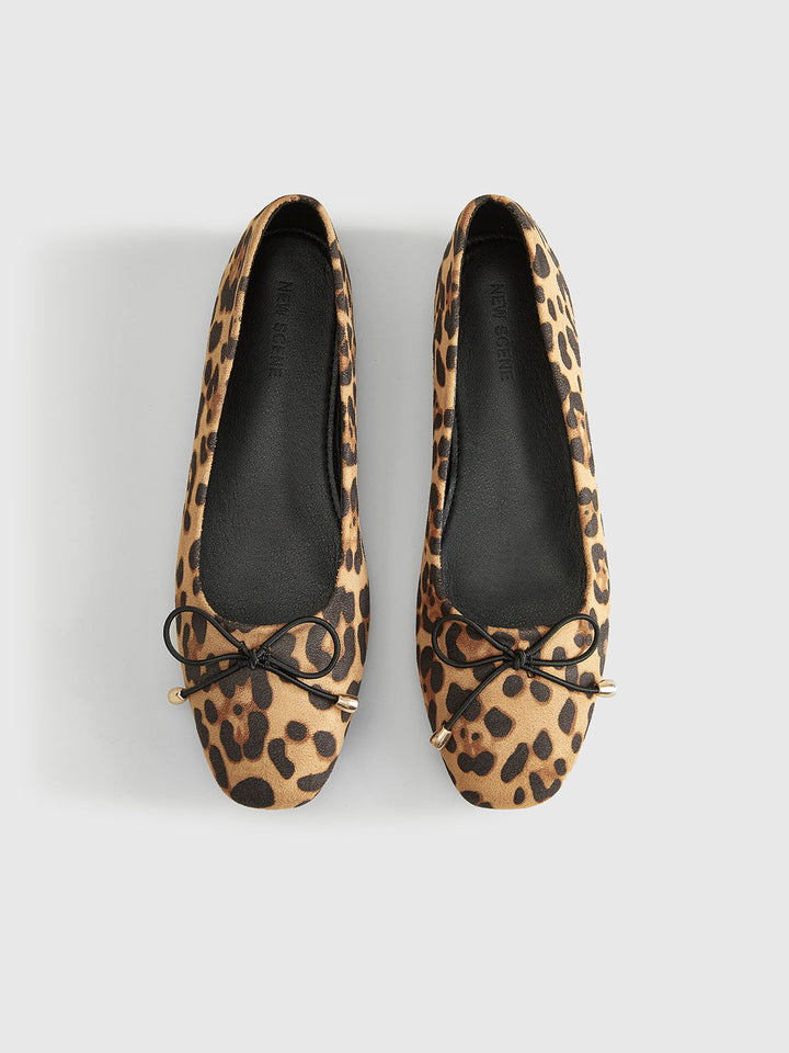 W&W Mode | Bow Decor Leopard Print Ballerinas