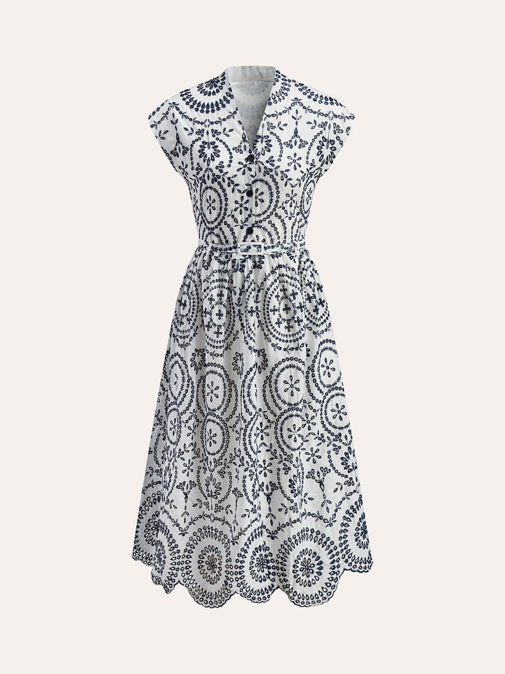W&W Mode | Besticktes V-ausschnitt Kleid Mit Gürtel