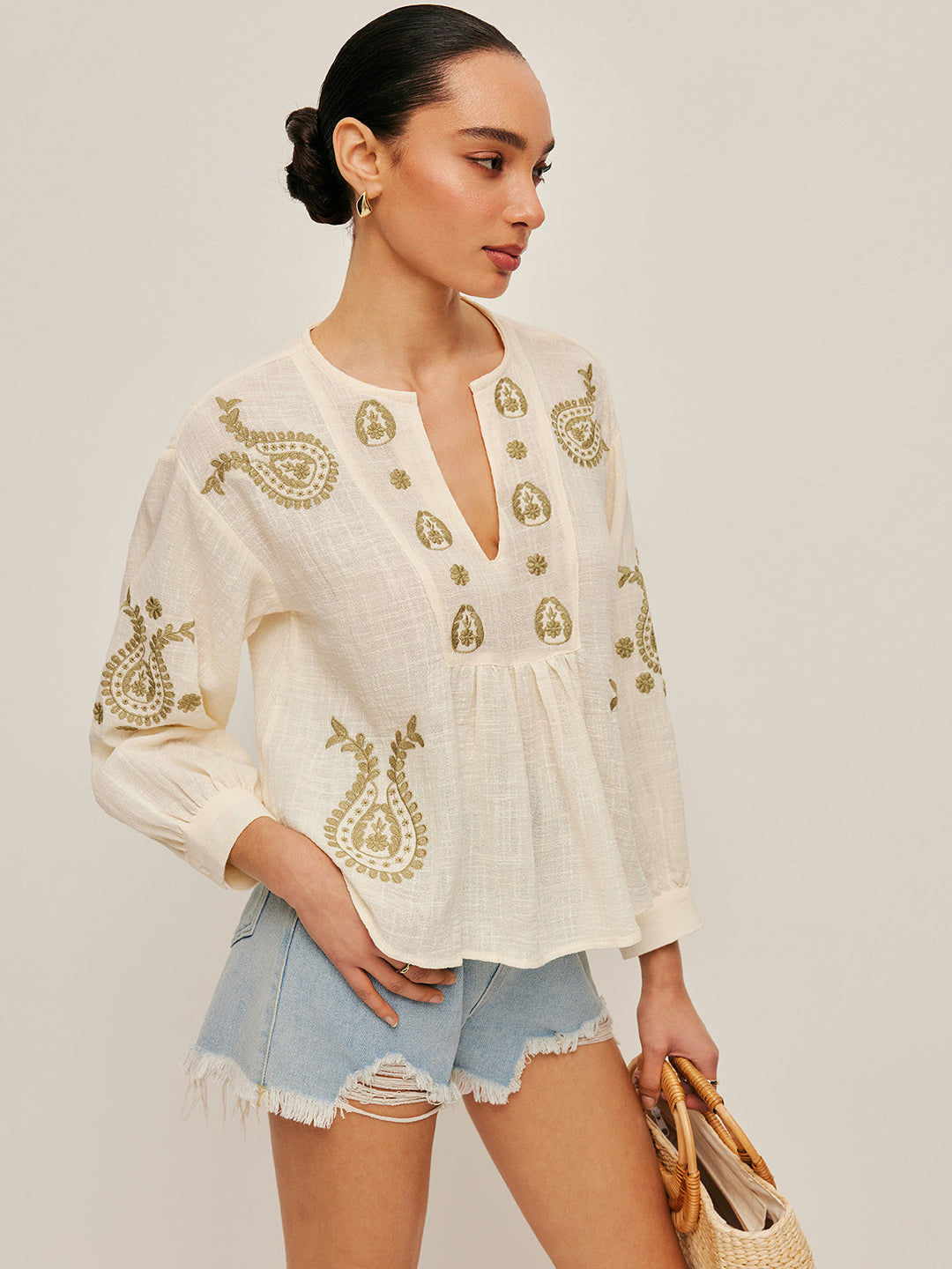 W&W Mode | Boho Gestickte Bluse
