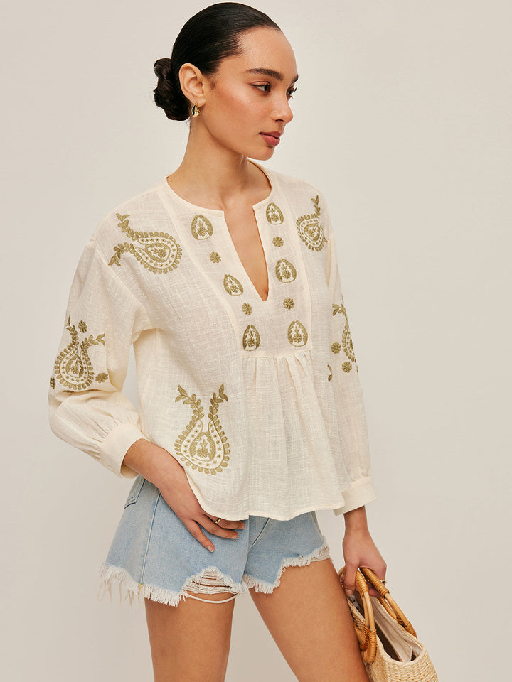 W&W Mode | Boho Gestickte Bluse