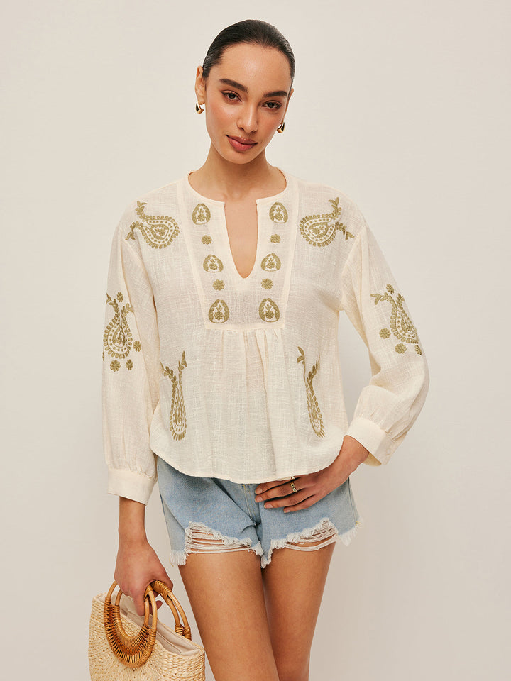 W&W Mode | Boho Gestickte Bluse