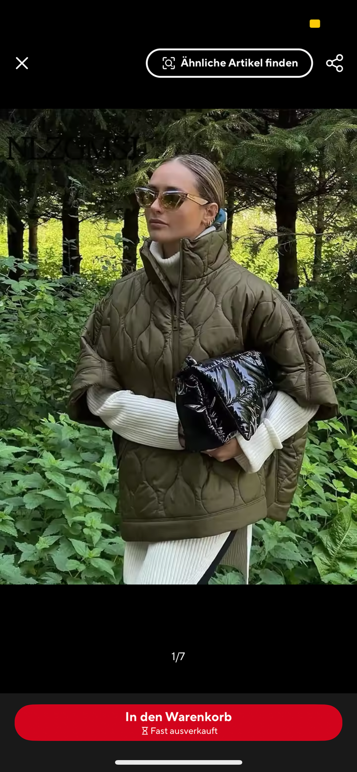 W&W Mode | Stepp Poncho Mit Reißverschluss in Olivegrün