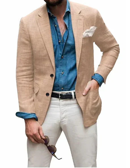 W&W Mode | Herren  Blazer Strand Hochzeit Lässig Tailored Fit Solide Farbe Einreihig Zwei Knöpfe