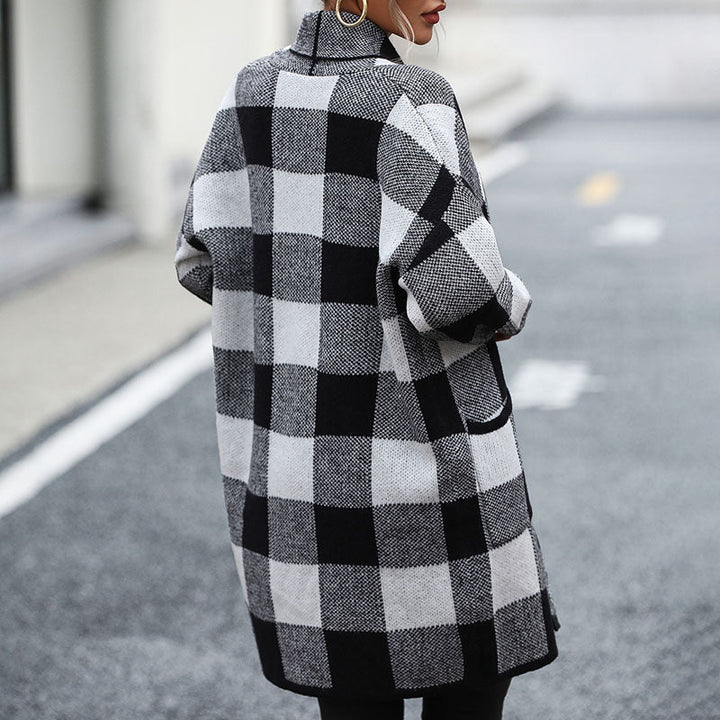 W&W Mode | Lässige Karierte Strickjacke