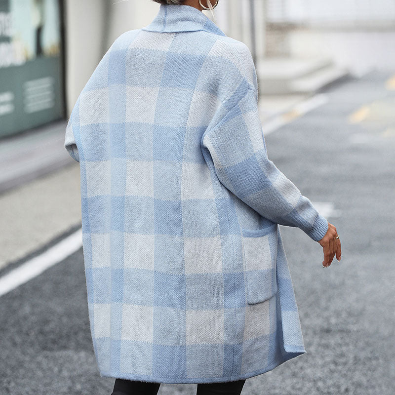 W&W Mode | Lässige Karierte Strickjacke