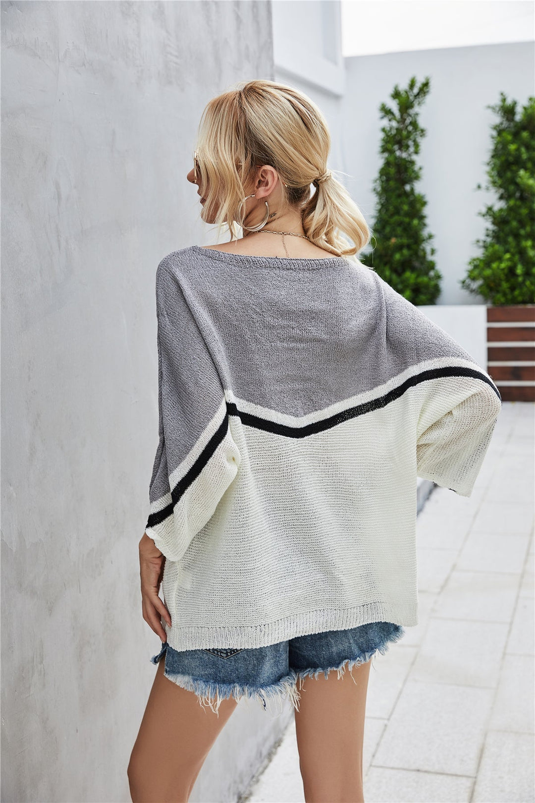 W&W Mode Strick Große Größe Fledermausärmel Strickpullover