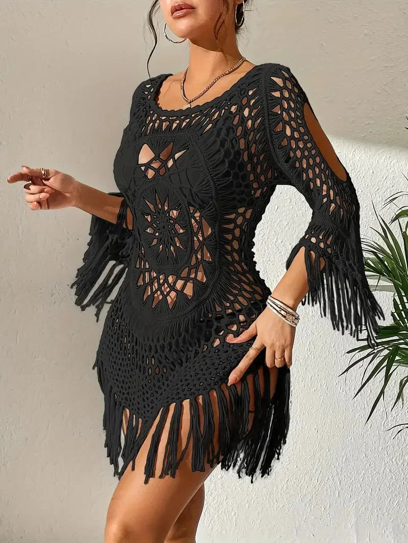 W&W Mode | Cover up Boho Stil Lange Ärmel Bikini Gewand Strandoutfits