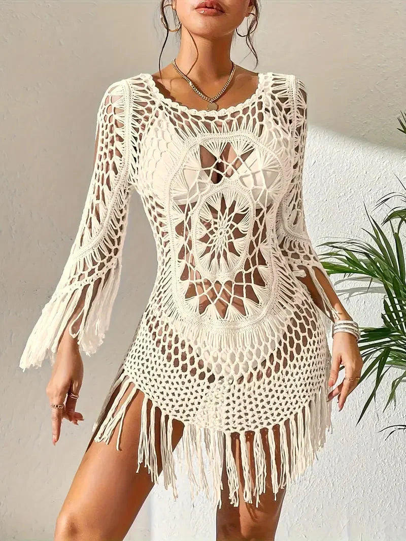 W&W Mode | Cover up Boho Stil Lange Ärmel Bikini Gewand Strandoutfits