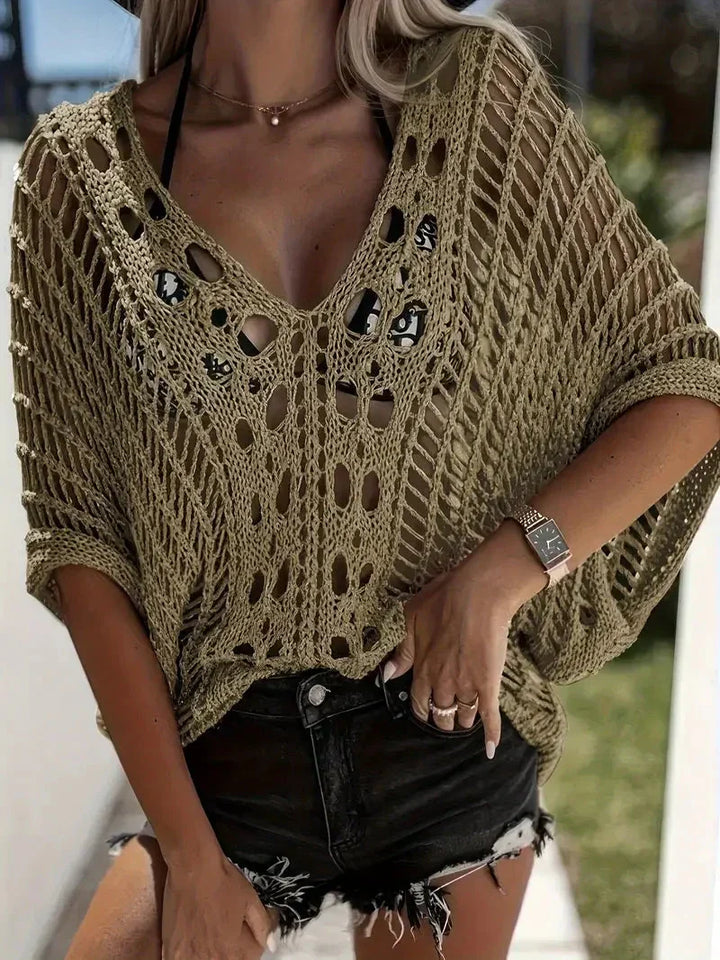 Damen Cover-up-Oberteil aus leichtem, atmungsaktivem Material