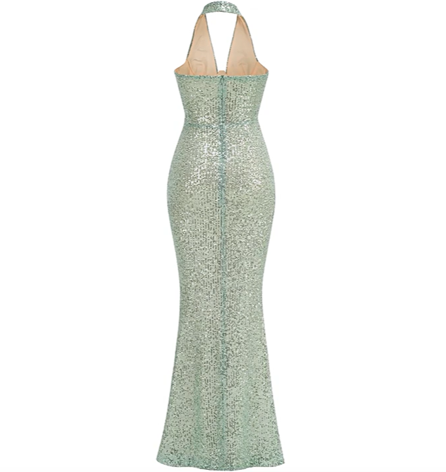 Damen Maxikleid mit fließendem Stoff und V-Ausschnitt