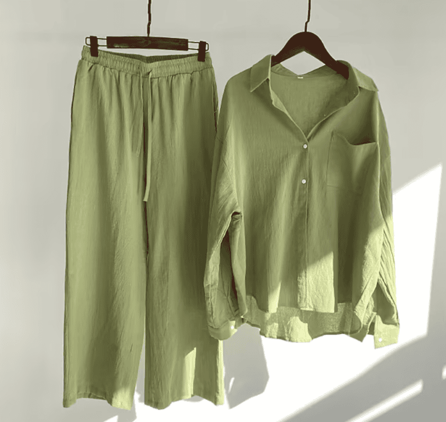 W&W Mode | Leinen-Sommer-Set mit langer Hose und Shirt