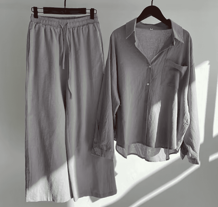 W&W Mode | Leinen-Sommer-Set mit langer Hose und Shirt