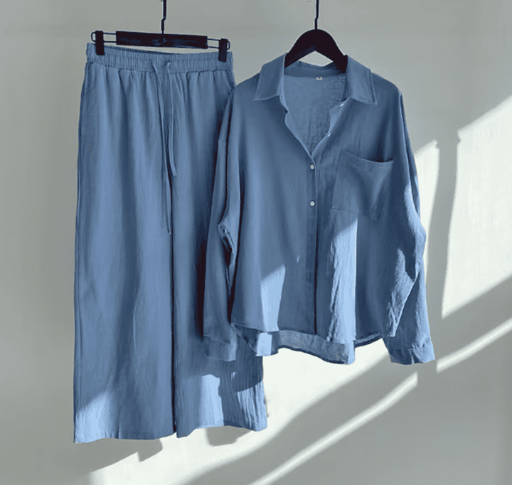 W&W Mode | Leinen-Sommer-Set mit langer Hose und Shirt