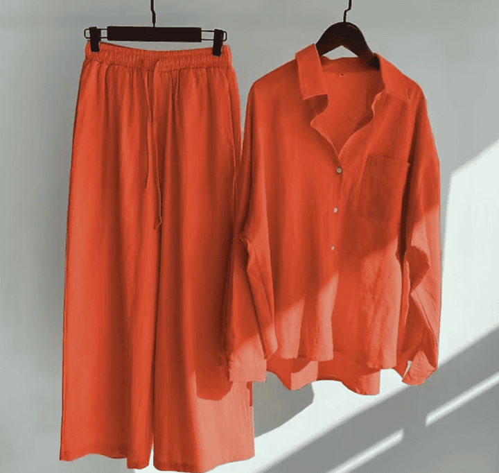 W&W Mode | Leinen-Sommer-Set mit langer Hose und Shirt