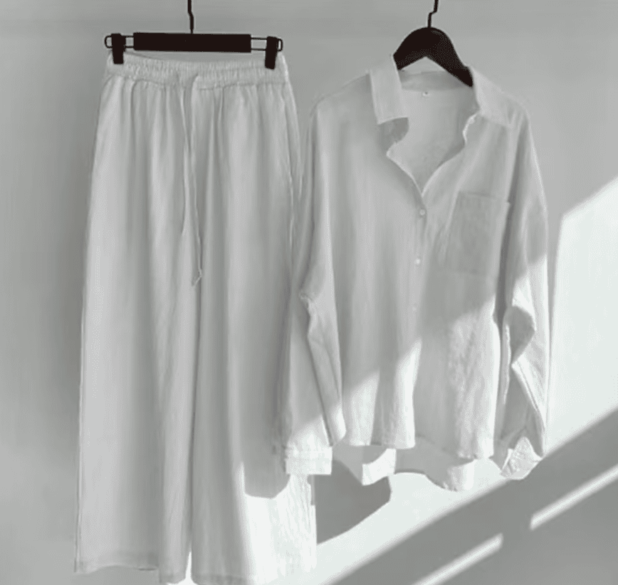 W&W Mode | Leinen-Sommer-Set mit langer Hose und Shirt