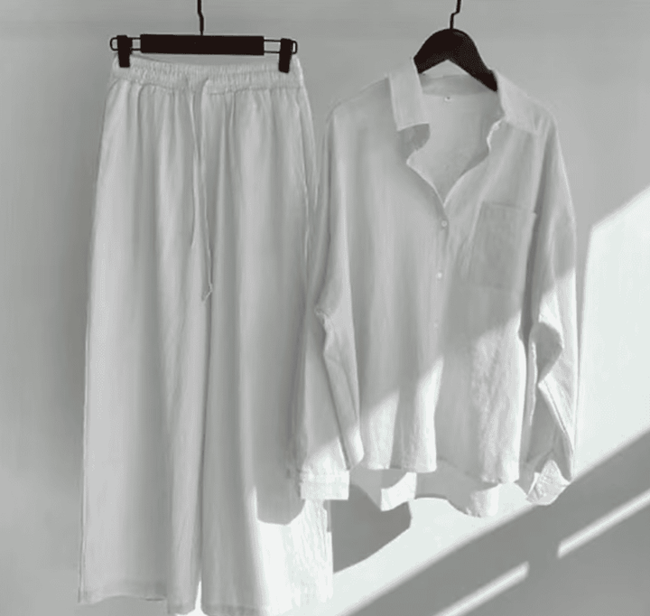 W&W Mode | Leinen-Sommer-Set mit langer Hose und Shirt