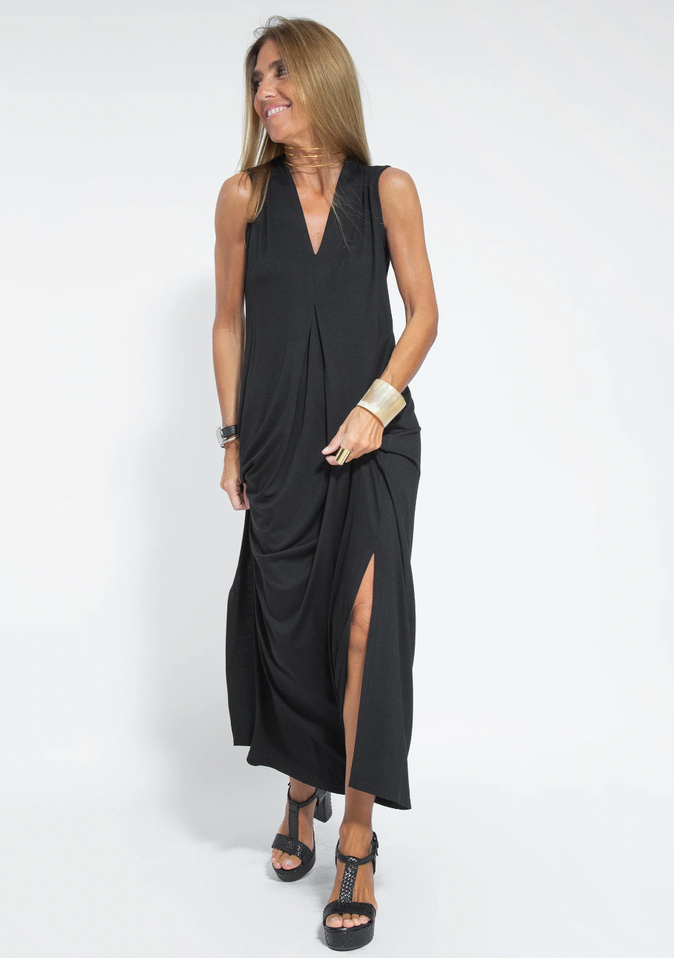 W&W Mode | Set aus langem schlankmachenden Kleid und Weste