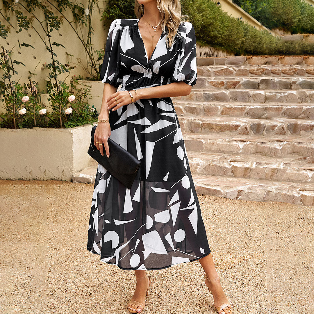 W&W Mode - Elegantes Midikleid mit V-Ausschnitt