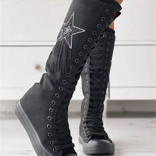 Orthopädische Schnürschuhe mit Stern-Design und hohem Schaft