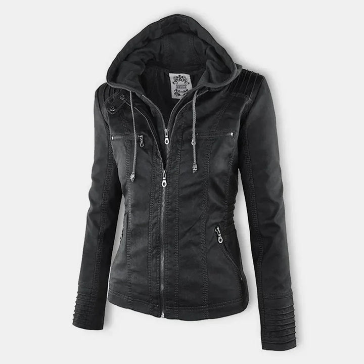 W&W Mode | Elegantes Motorradjacke Mit Kapuze Aus Hochwertigem Leder