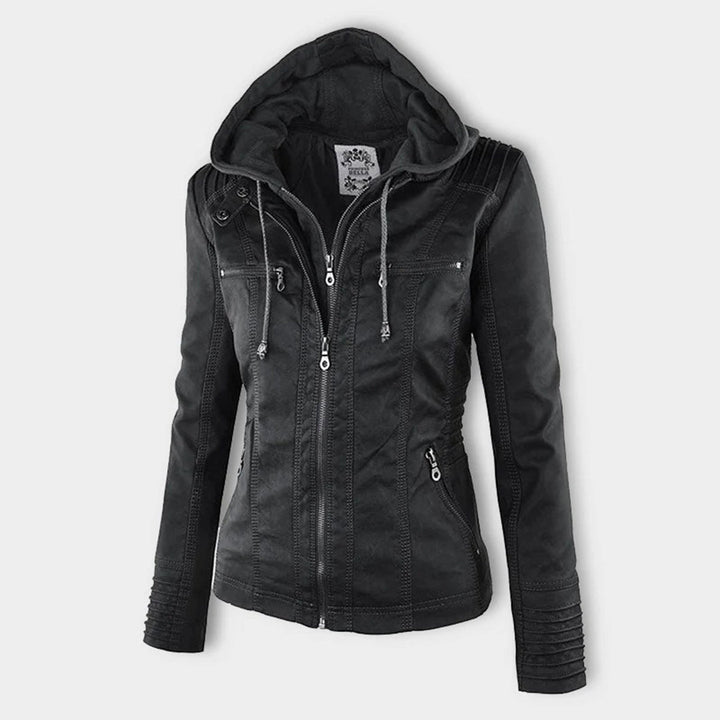 W&W Mode | Doppelgefütterte Damen Lederjacke mit Kapuze